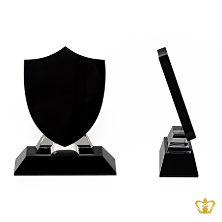 Black-Shield-Trophy-with-Crystal-Base-Customized-Logo-Text-10-INCH-X-6-INCH