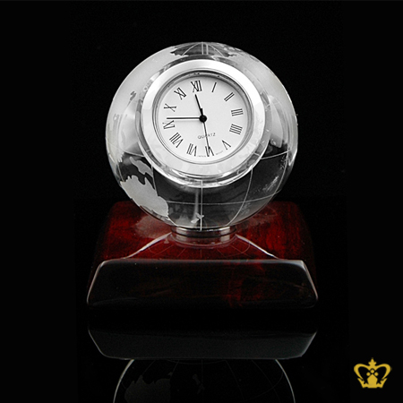Manufactured-Artistic-Crystal-Rotating-Globe-Clock-with-Base