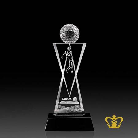 Personalized-crystal-golf-trophy-with-black-base-customized-text-engraving-logo