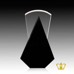 Black-Triangle-Twin-Trophy-Crystal-Customized-Logo-Text-10-Inch-x-6-Inch