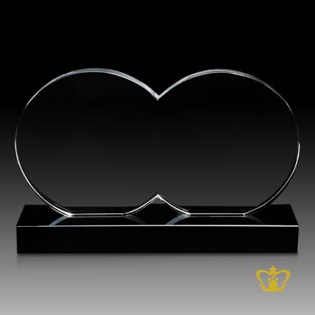 Twin-Circle-Crystal-Cutout-Trophy-with-Black-Base-Customized-Logo-Text-280MM-X-50MM-X-30MM