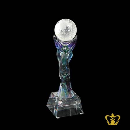 Blue-Crystal-Trophy-with-Globe-Clear-Base-Customized-Logo-Text