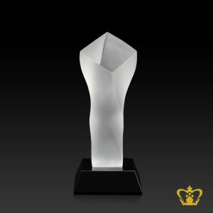 Twist-Trophy-Frosted-Crystal-with-Black-Base-Customized-Logo-Text