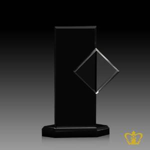 Handcrafted-Optic-Clear-And-Black-Crystal-Trophy-In-Kite-Stands-on-Black-Base-Custom-Text-Engraving-Logo-Base-UAE-Famous-Souvenirs