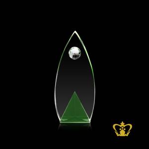 Leaf-Crystal-Trophy-and-Globe-with-Green-Triangle-Customized-Logo-Text
