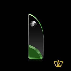 Handcrafted-Crystal-Green-Sail-Trophy-with-Globe-Customized-Logo-Text