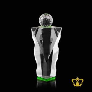 Manufactured-Artistic-Crystal-Pillar-Golf-Trophy-with-Intricate-Detailing
