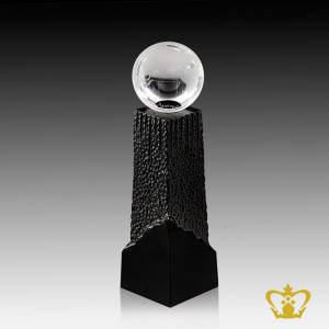 Handcrafted-Crystal-Theme-Globe-stands-on-Rock-Trophy-Text-Engrave-Logo-Text