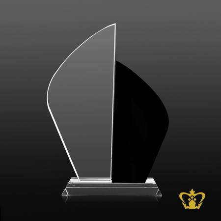 Handcrafted-Twin-Sail-Trophy-Black-and-Clear-Crystal-Base-Customized-Logo-Text-