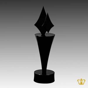 Black-Diamond-Trophy-Cone-round-Base-Crystal-Customized-Logo-Text-