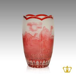 Crystal-decorative-ruby-vase-with-camel-engraved-UAE-traditional-souvenir-gift