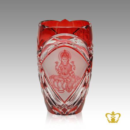 Religious-spiritual-holy-gift-crystal-ruby-Lakshmi-Vase-Indian-festival-Diwali-celebration-Hindu-god