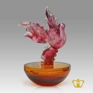 Artistry-Crystal-Replica-of-a-Fish-stands-on-a-Bowl-with-smooth-intricate-detailing