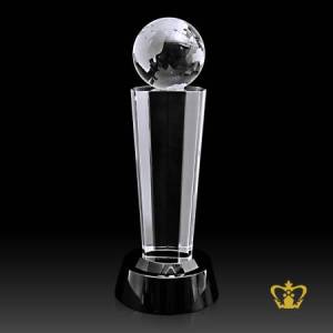 Pillar-Globe-Trophy-Facet-Cuts-with-Round-Black-Base-Customized-Logo-Text-