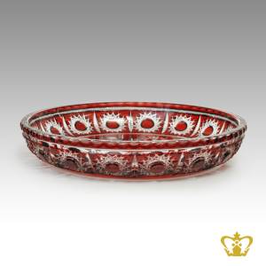 Ornamental-red-decorative-crystal-centerplate-with-unique-handcrafted-traditional-pattern