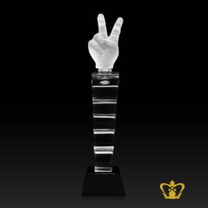 Personalized-Crystal-Victory-Theme-Trophy-stands-on-Black-Base-Customized-Text-Engraving-Logo-Base-UAE-Famous-Gifts