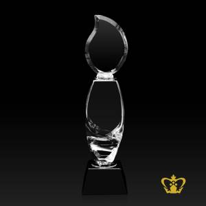 Handcrafted-Crystal-Twist-flame-Trophy-with-Black-Base-Customized-Logo-Text-
