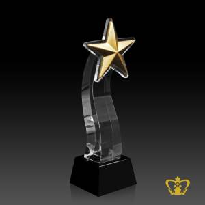 Star-Trophy-Bronze-Cutout-Crystal-Wave-with-Black-Base-Customized-Logo-Text-11-inch-