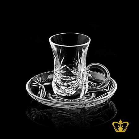 Arabic-traditional-tea-crystal-cups-with-saucer-handcrafted-deep-leaf-cuts