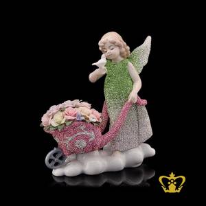 A-Masterpiece-Ceramic-Figurine-of-a-Little-Angel-Holding-Bunch-of-Flower-Embellish-with-Swarovski-Stones