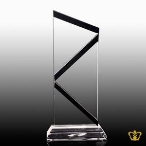 Handcrafted-rectangular-zig-zag-trophy-with-clear-crystal-base-logo-text-customized