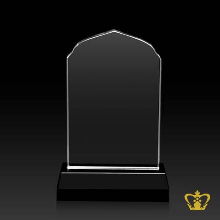 Crystal-mehrab-trophy-with-black-base-customized-logo-text