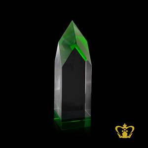Handcrafted-Pencil-Trophy-Crystal-Green-Customized-Logo-Text-