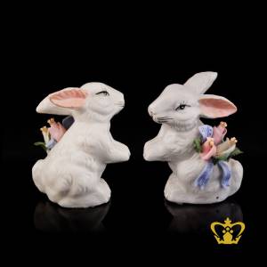 A-Masterpiece-Ceramic-Figurine-of-a-Rabbit-sided-with-Bouquet-of-Flower