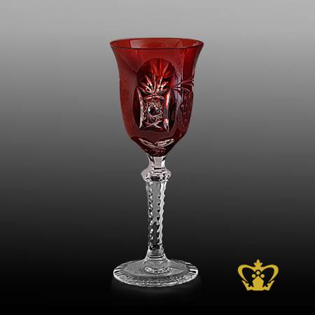 Enchanting-copper-ruby-stylish-epoch-crystal-liqueur-glass-with-handcrafted-pattern-and-elegantly-hand-carved-stem-2-oz