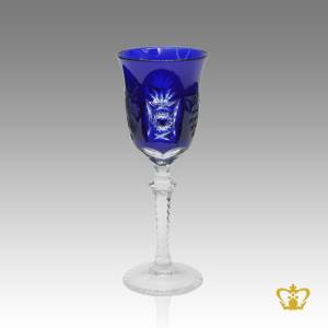 Cobalt-blue-stylish-epoch-crystal-liqueur-glass-with-handcrafted-pattern-and-elegantly-hand-carved-stem-2-oz