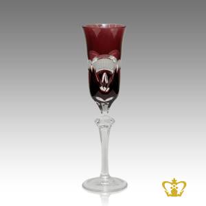 Amethyst-vintage-elegant-crystal-champagne-flute-with-intense-frosted-pattern-enhanced-hand-carved-stylish-clear-stem
