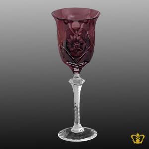 Crystal-amethyst-wine-goblet-with-floral-pattern-hand-engraved-and-elegantly-carved-stem-