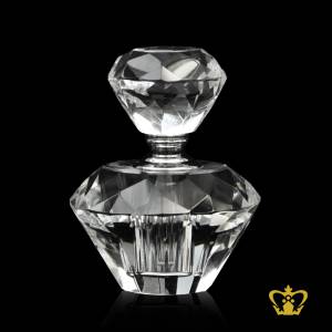 Alluring-rare-marvelous-antique-look-lucid-crystal-perfume-bottle-with-handcrafted-diamond-cuts-luxurious-gift-souvenir-for-special-occasions
