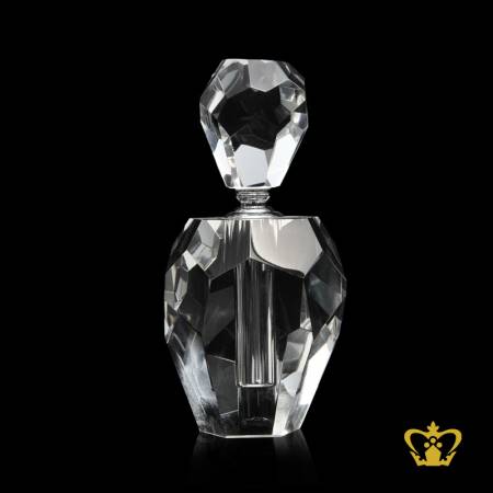 Opulent-luxury-crystal-perfume-bottle-a-rare-collection-handcrafted-luminous-diamond-cut-design-astounding-gift-souvenir-for-special-occasions