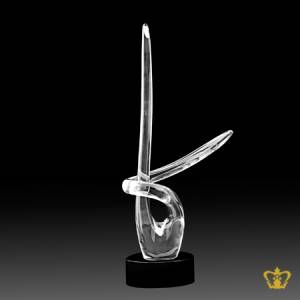 Manufactured-Artistic-Crystal-Replica-of-Double-Stem-Trophy-stands-on-Black-Crystal-Base