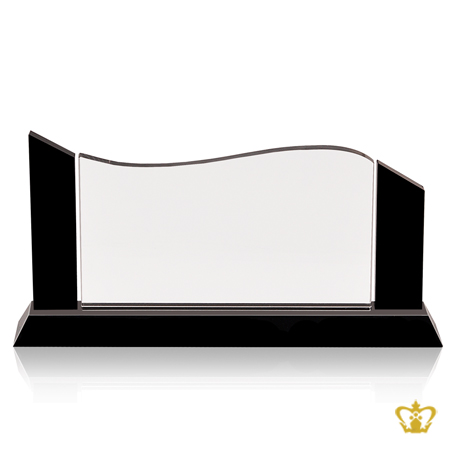 Wave-Crystal-Horizontal-Black-Pillar-Trophy-with-Black-Base-Engrave-Text-Logo