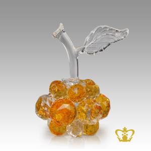 Artistry-Crystal-Replica-of-a-Fruit-in-Orange-Color-with-Intricate-Detailing-Embellish-with-Leaf