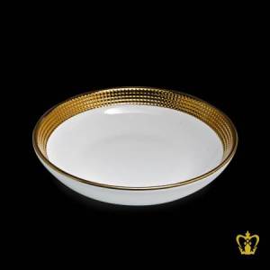 Ceramic-dotted-round-bowl-with-gold-border