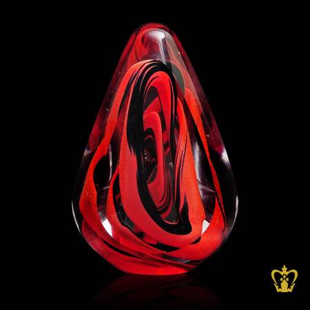 Alluring-red-and-black-swirling-stripes-in-crystal-potpourri-decorative-handcrafted-paper-weight-souvenir-gift