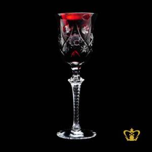 Frosted-floral-elegant-copper-ruby-red-wine-crystal-goblet-with-intense-pattern-hand-carved-stylish-clear-stem