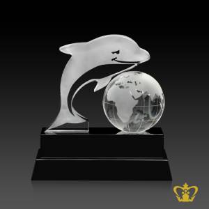 Personalized-crystal-dolphin-cutout-with-globe-and-black-crystal-2tier-base