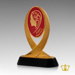 Artistry-Custom-Made-Metal-Trophy-with-theme-Anniversary-stands-on-Black-Crystal-Base