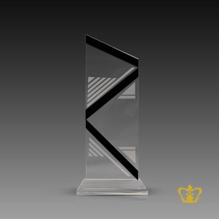 Handcrafted-rectangular-zig-zag-trophy-with-clear-crystal-base-logo-text-customized-