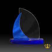 Sail-Boat-Trophy-with-Blue-Crystal-Base-Customized-Logo-Text-7-5-Inch-X-7-Inch