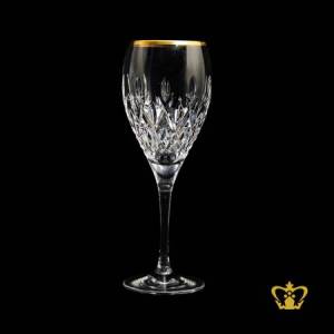 Crystal-wine-glass-with-luxurious-golden-rim-handcrafted-Stuart-cuts-on-the-goblet