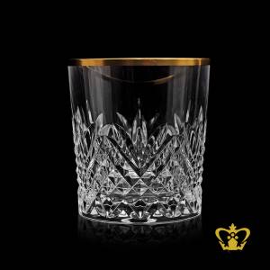 Diamond-leaf-cut-impressive-design-around-the-body-and-the-base-of-crystal-tumbler-aluuring-golden-rim-classic-Whiskey-glass-10-oz