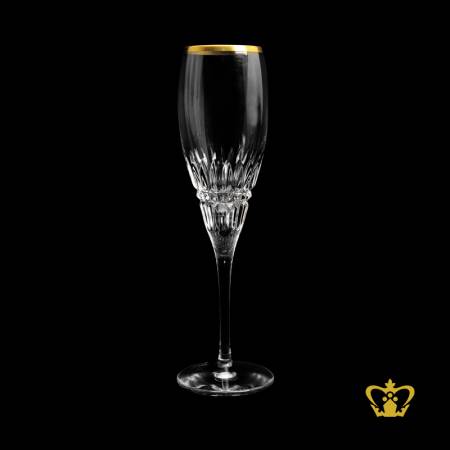 Magnificent-intense-handcrafted-cuts-embellished-champagne-flute-alluring-golden-rim-sparkling-wine-glass-5-oz