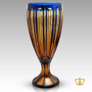 Amber-footed-crystal-vase-graceful-pattern-with-blue-hues-modish-trendy-decorative-gift