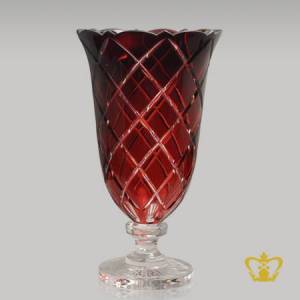 Classy-Red-footed-elegant-handcrafted-crystal-vase-allured-with-intense-modest-pattern-unique-style-decorative-gift