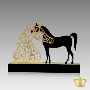 Metal-horse-cutout-trophy-with-black-base-customized-logo-text-engraving